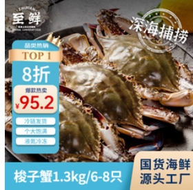 【96积分】至鲜梭子蟹2.6斤