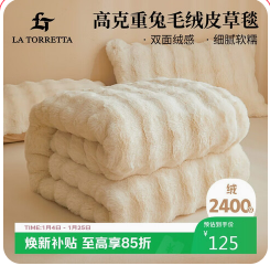 （125积分）类加厚兔毛绒毛毯 