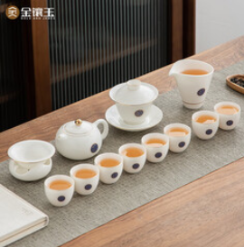 金镶玉羊脂玉瓷功夫茶具（379积分）