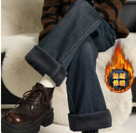 Qidongyinqing后妈款窄版加绒直筒（159积分）